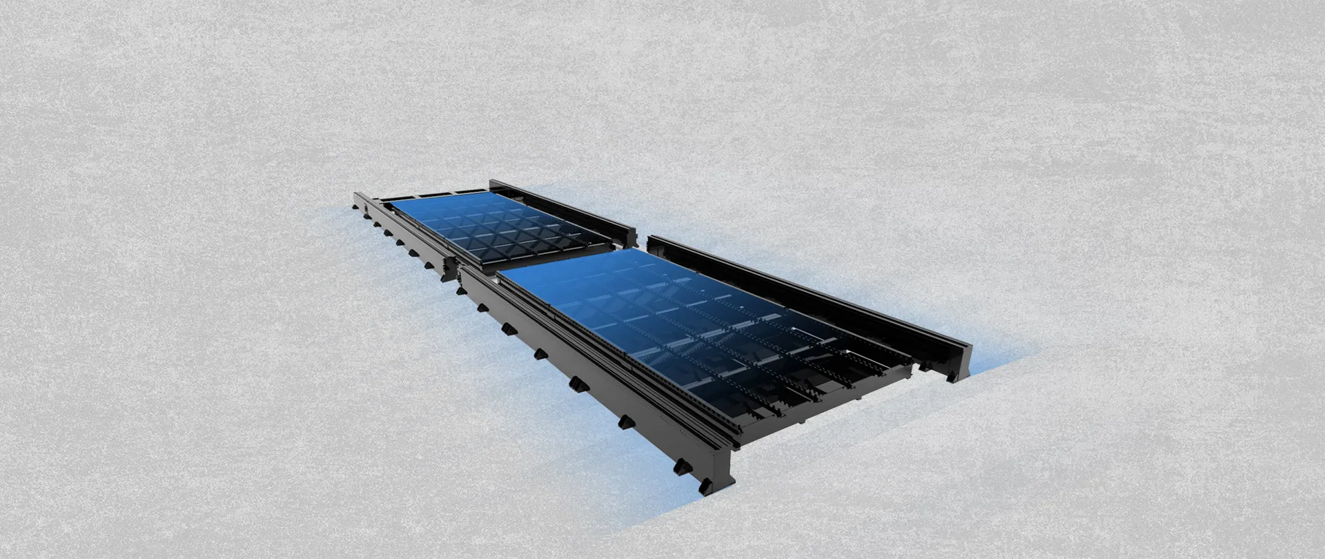 Bancada modular sobre rieles de la máquina láser SL